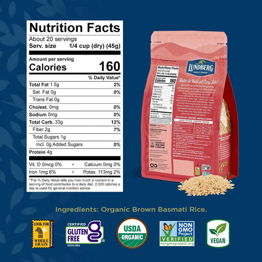 Lundberg Organic Brown Basmati – Quick Whole Grain for Weekly Meal Prep