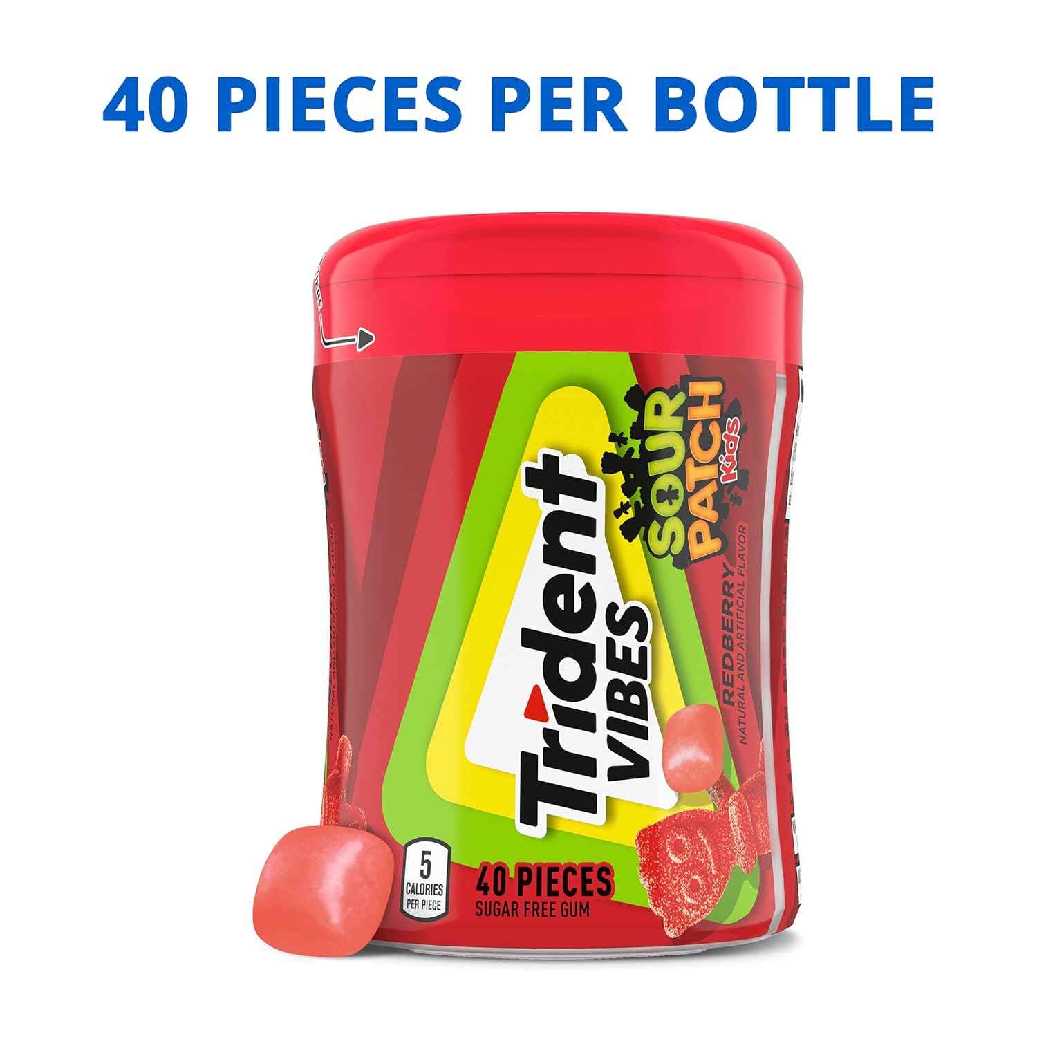 Trident Vibes SOUR PATCH KIDS Blue Raspberry Chewing Gum – Picnic and Outdoor Adventure Freshener, Resealable 160-Piece Pack