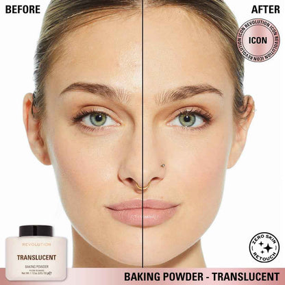 Revolution Loose Baking Powder – One-Jar Vanity Essential, Universal Translucent Setting Powder, 1.12 oz