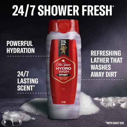 Old Spice Hydro Wash – Nightly Wind-Down Body Cleanser for Men, Swagger Scent for a Calming Shower Ritual