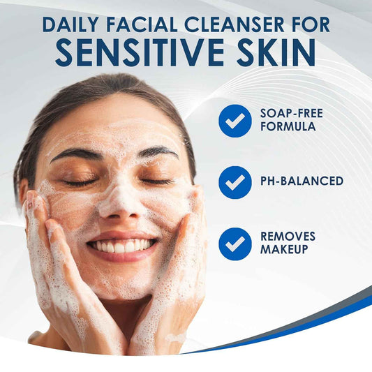 Vanicream Gentle Facial Cleanser with Pump – Sensitive Skin Daily Wash for Calming Nighttime Skincare Ritual