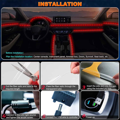 Lotus Lantern Car LED Strip Lights – Surprise Birthday Gift for Car Lovers, Music-Sync Interior Ambient Lighting