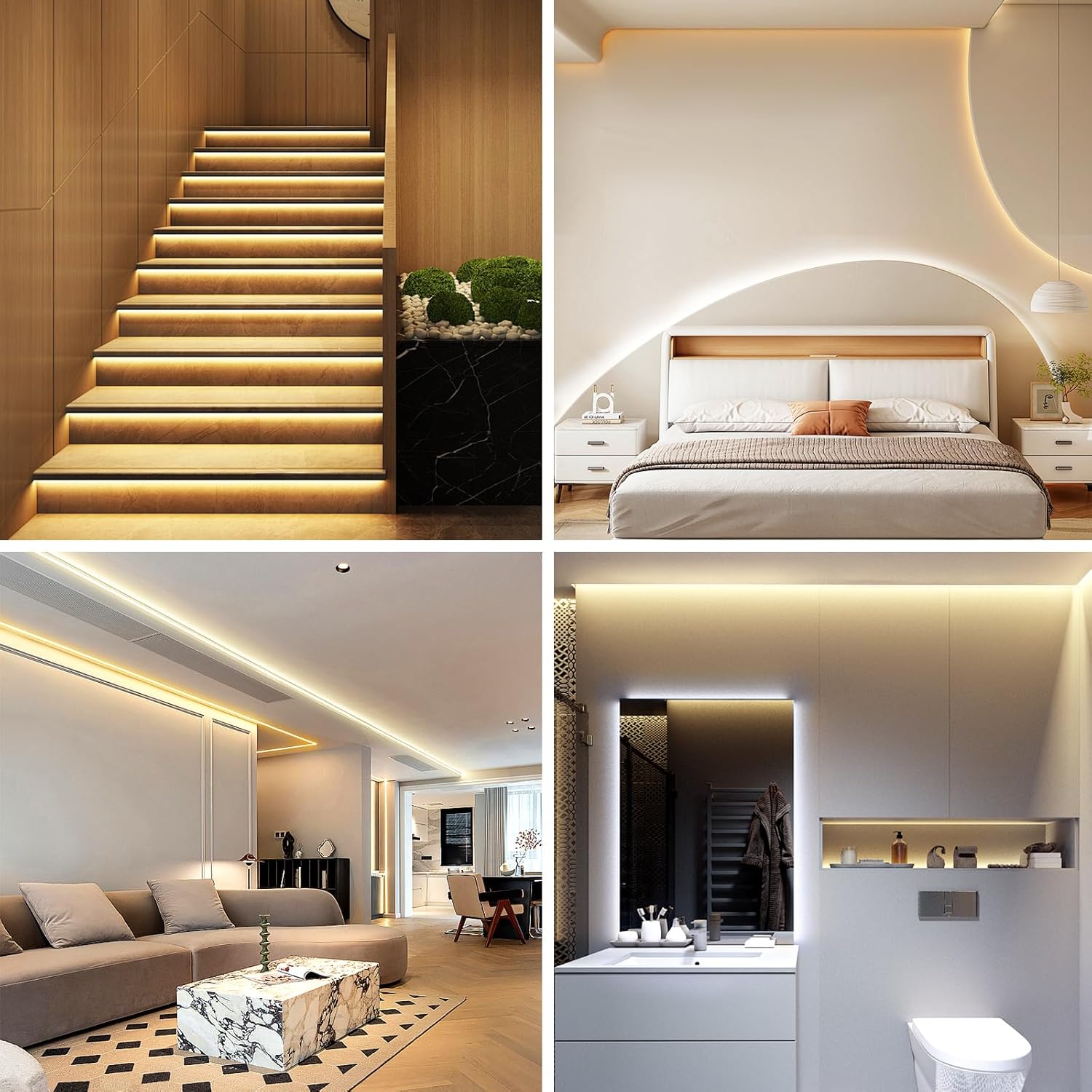 LotusLamp X Single-Run LED Strip – 131ft No-Splice White Tape for Clean Minimalist Interiors