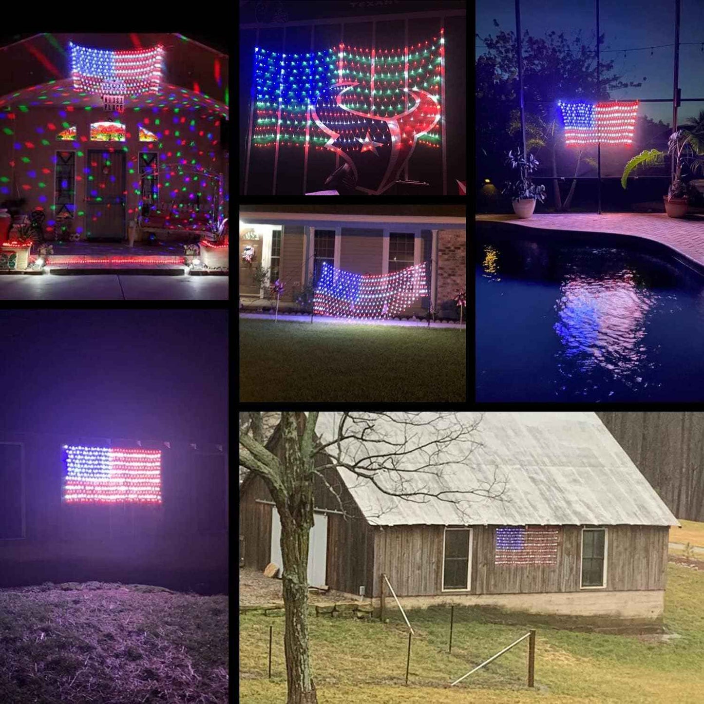 HYH American Flag Net Lights – 420 LED Wall Decor for Bedroom, Living Room, and Home Theater Patriotic Display