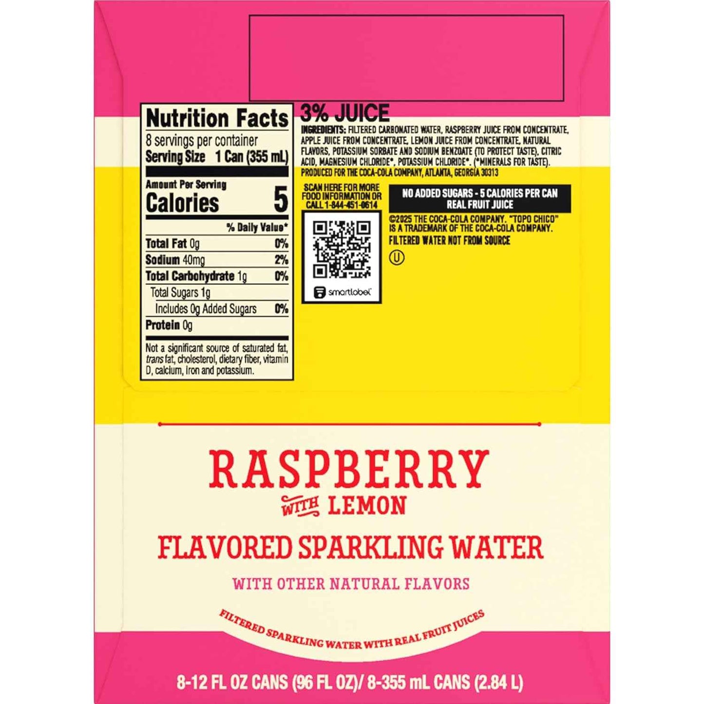 Topo Chico Sabores Raspberry with Lemon – Guilt-Free No-Added-Sugar Sparkling Refreshment for Mindful Hydration, 12oz 8pk