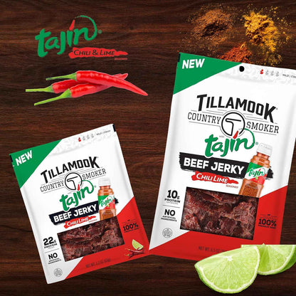 Tillamook Beef Jerky Tajin Chili Lime – Desk Friendly Low Carb Snack to Power Through Workdays, 2.2 oz Pouch