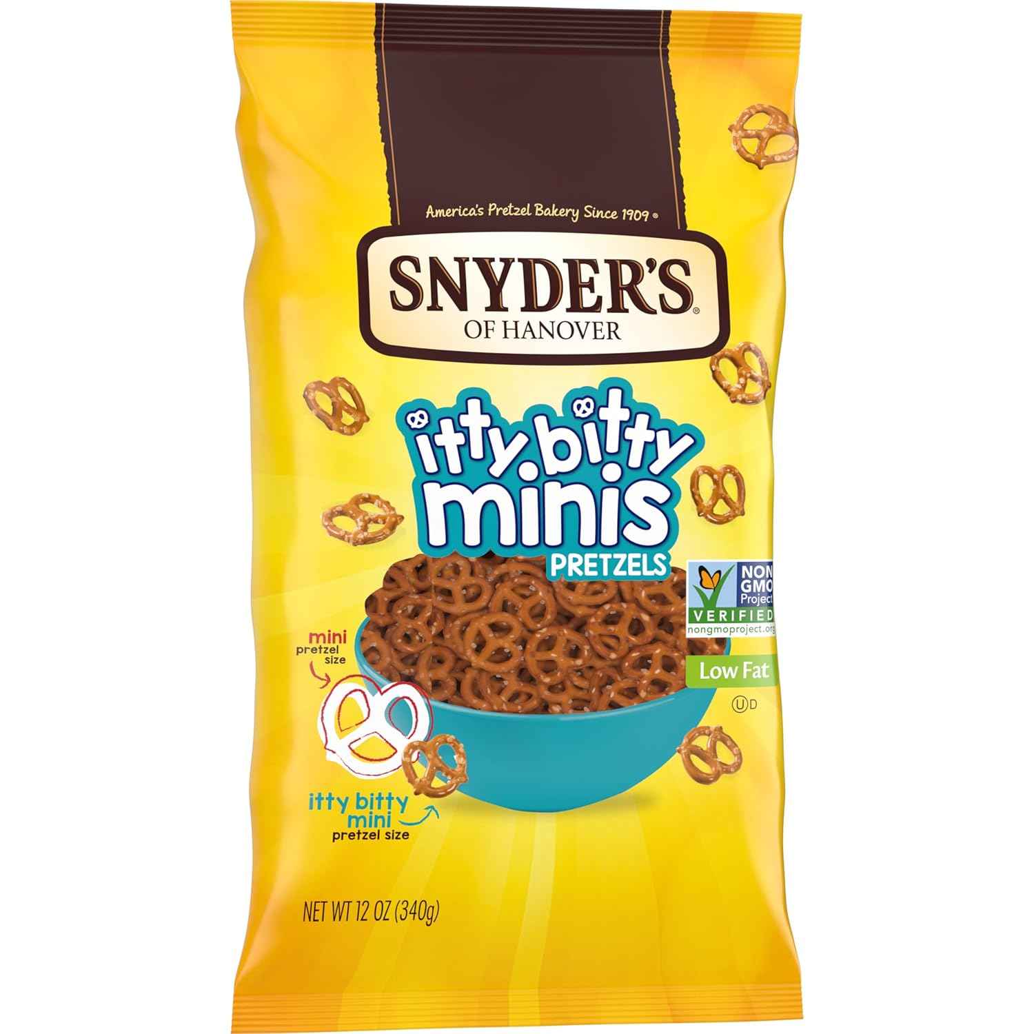 Snyder's of Hanover Itty Bitty Minis Pretzels – Low-Fat Crunchy Snack for Mindful Everyday Munching