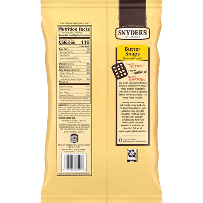 Snyder's of Hanover Butter Snaps Pretzels – Care Package Snack Gift for College Students, 3-Pack Butter Pretzels