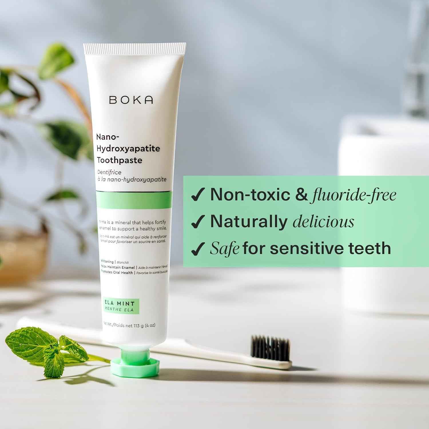 Boka Fluoride Free Nano Hydroxyapatite Toothpaste – Spa Inspired Sensitive Teeth Care for Nightly Wind Down