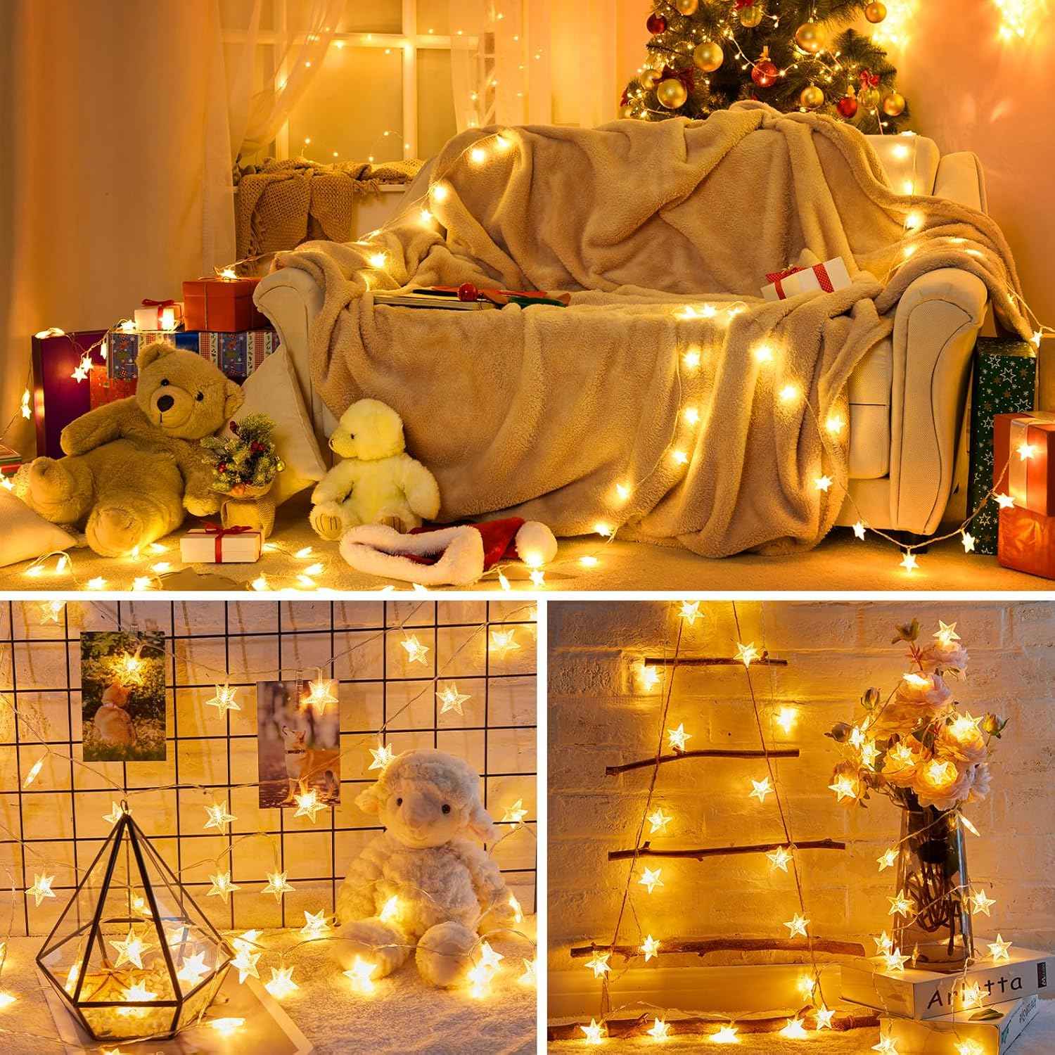 Minetom Star String Lights Battery Operated – Thoughtful Birthday Gift for Her, Cozy Bedroom Decor for Mom