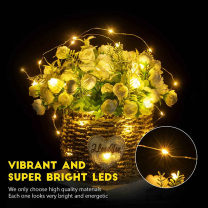Brightown LED Mini String Lights – Living Room Mood Lighting, 7ft Bendable Silver Wire for Mantel, Shelf, and Coffee Table Decor