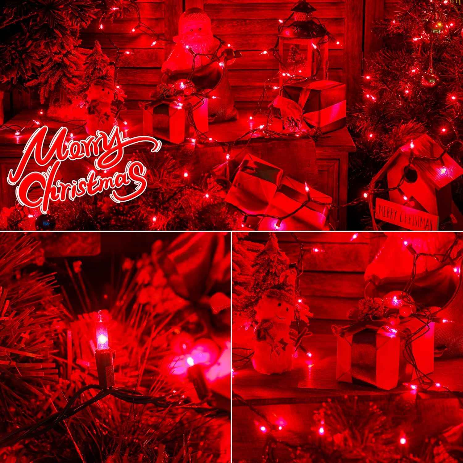 Hopolon Red Mini String Lights 2-Pack – Cozy Bedroom Aesthetic Decor, 13ft Incandescent Bulbs for Living Room and Mantel