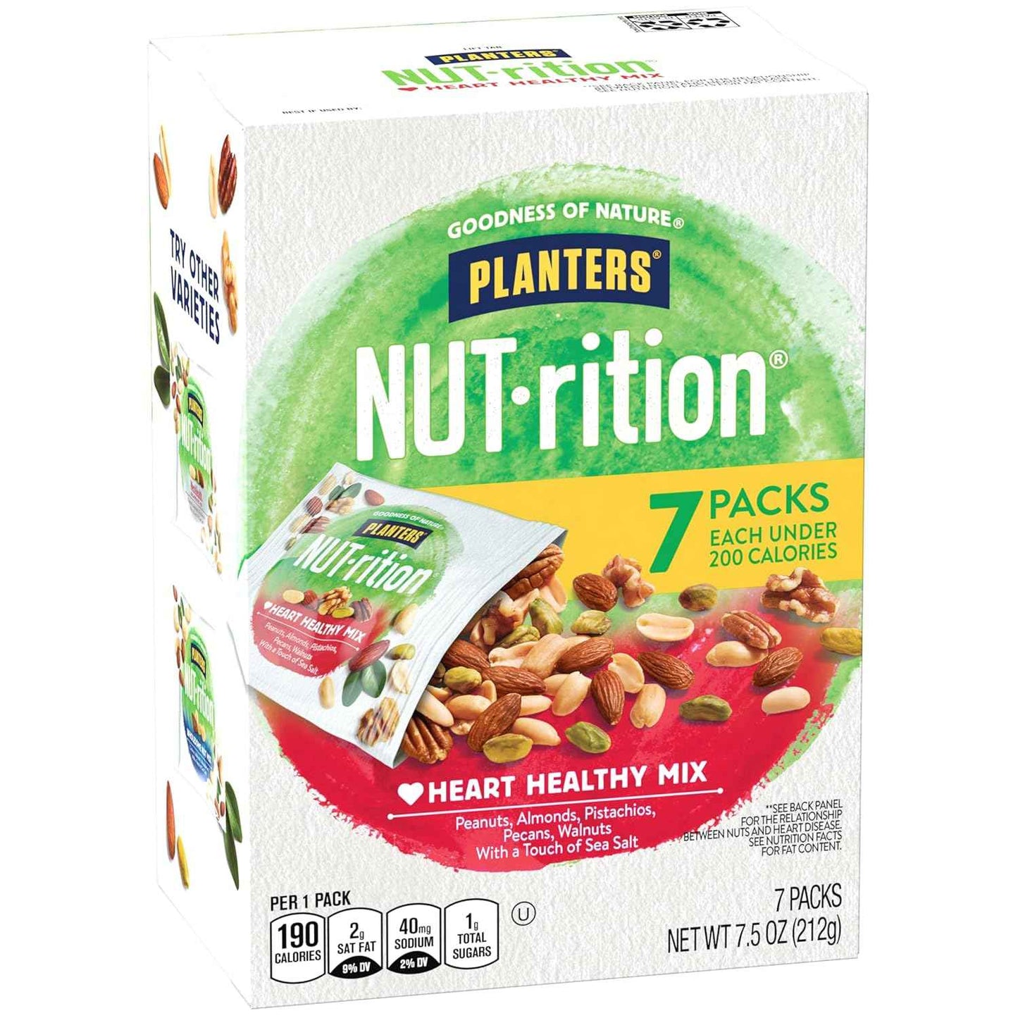 PLANTERS NUT-rition Heart Healthy Walnut Mix – Desk Drawer and Office Pantry Snack Pouches for Focused Workdays, Portion-Controlled Single-Serve Packs