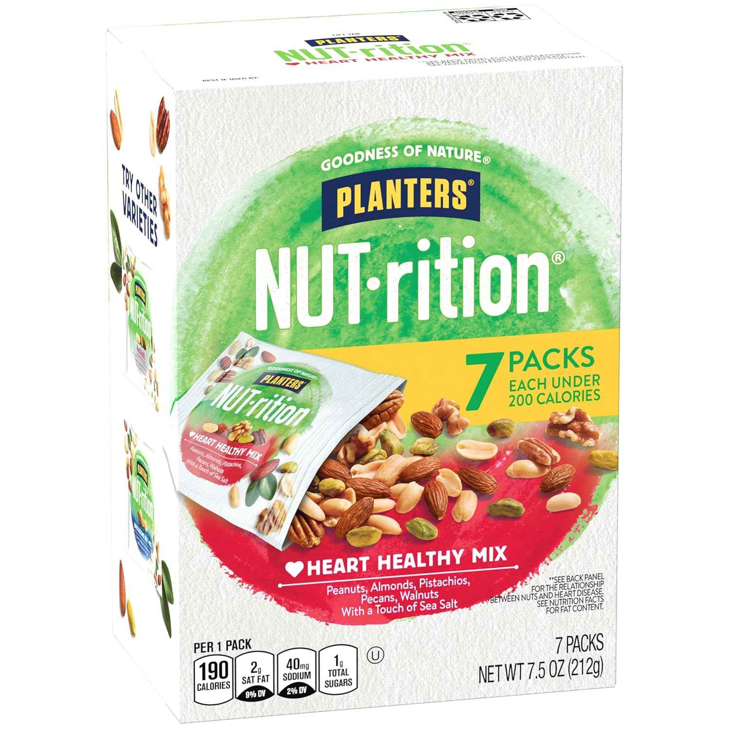 PLANTERS NUT-rition Heart Healthy Walnut Mix – Desk Drawer and Office Pantry Snack Pouches for Focused Workdays, Portion-Controlled Single-Serve Packs