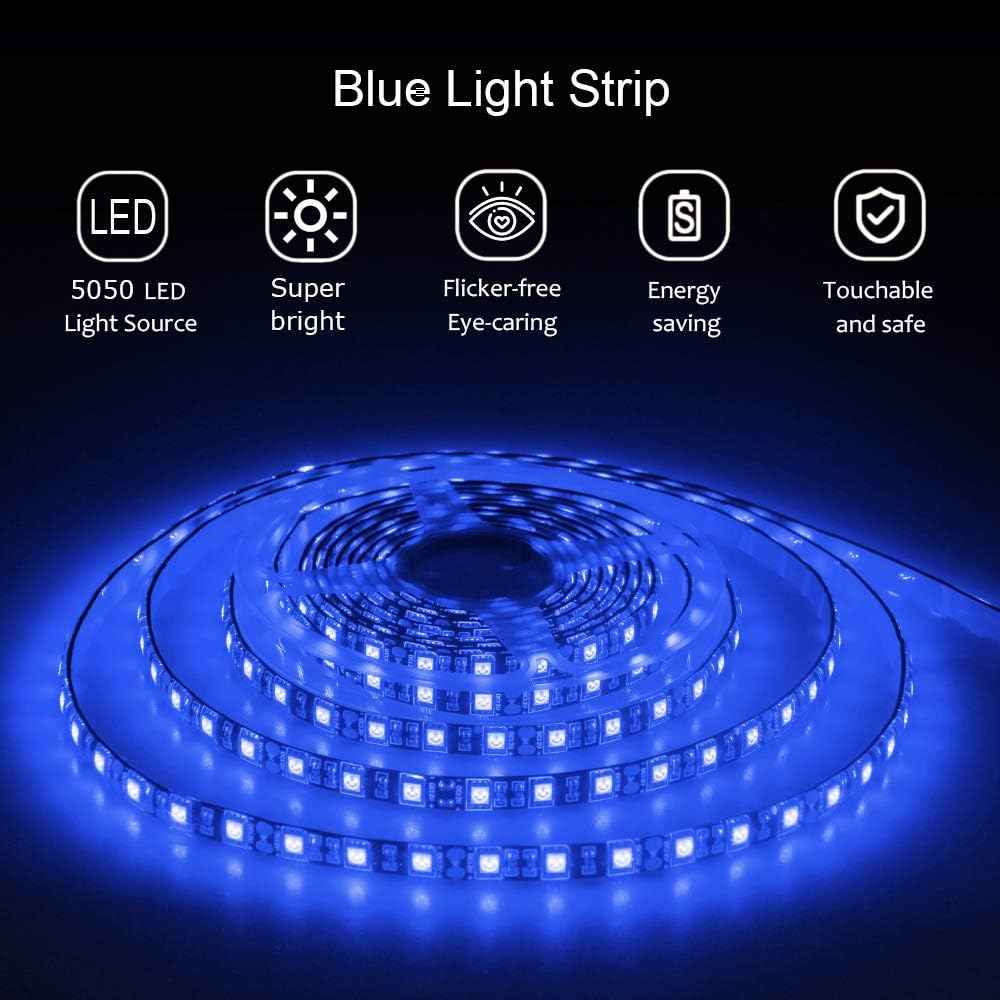 ALITOVE IP65 Blue LED Strip Light for Outdoor Dining and Camping, 12V Waterproof 5050 300 LEDs, 16.4ft