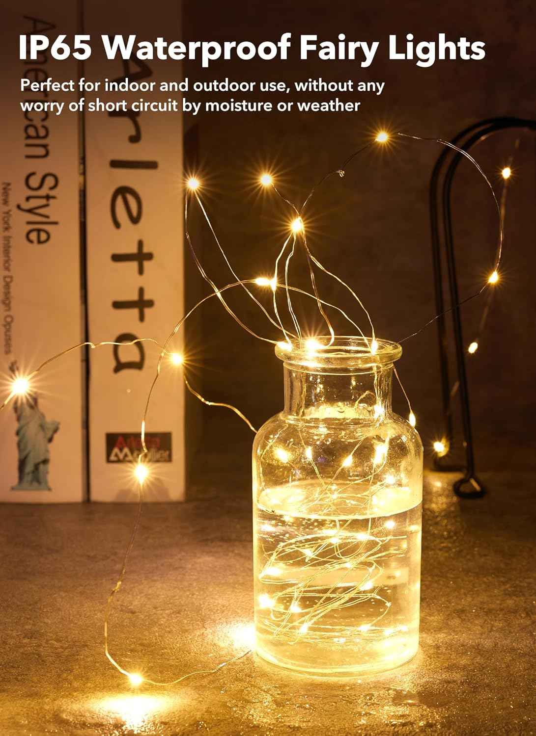 Minetom Fairy Lights 6-Pack – 7ft Battery Operated Cool-to-Touch String Lights for Safer Overnight Nightlight Use
