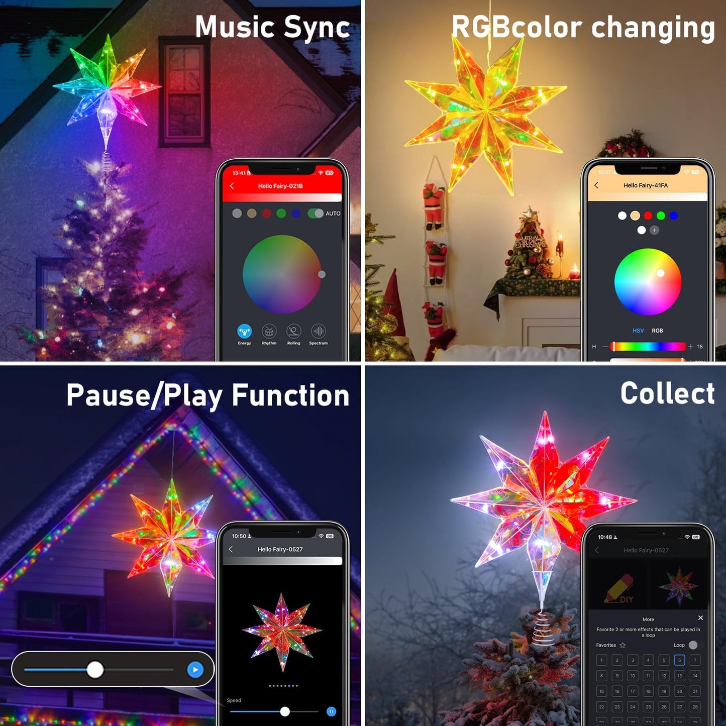 LumaGlow Waterproof Holographic Star – Weatherproof Patio and Porch Christmas Centerpiece, App Controlled