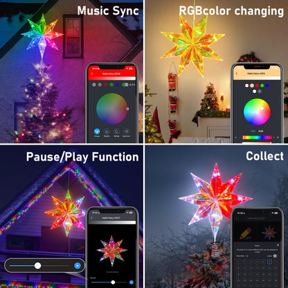 LumaGlow Waterproof Holographic Star – Weatherproof Patio and Porch Christmas Centerpiece, App Controlled