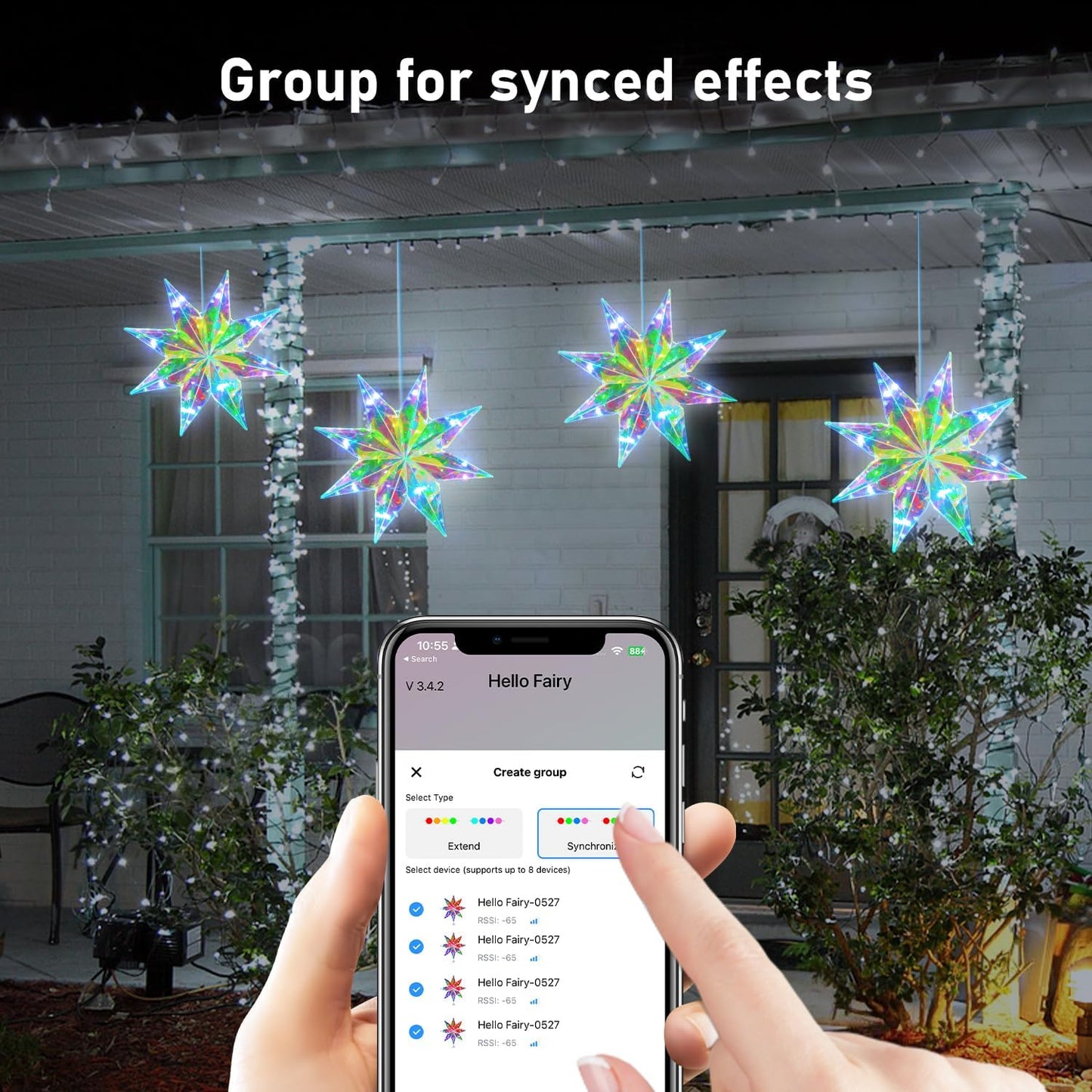 LumaGlow Waterproof Holographic Star – Weatherproof Patio and Porch Christmas Centerpiece, App Controlled