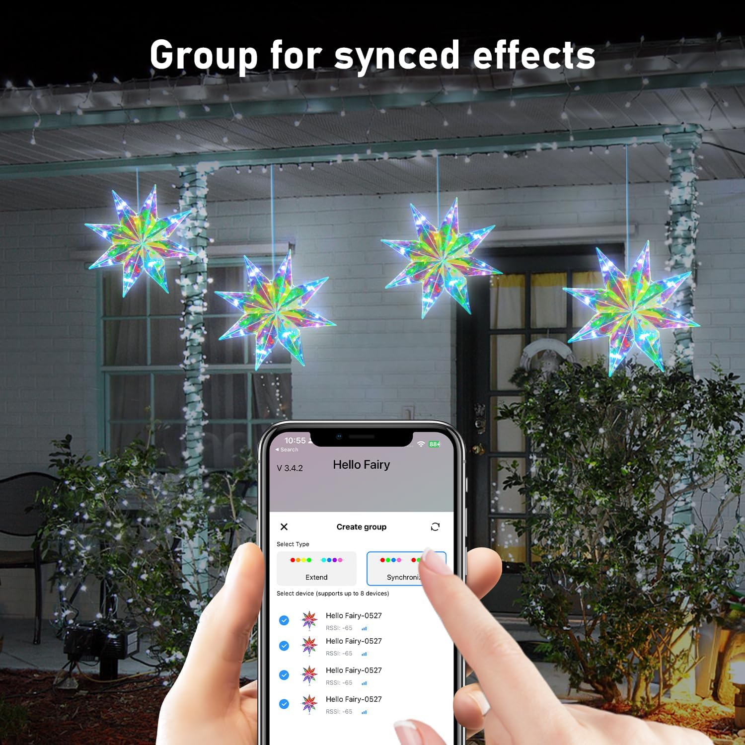 LumaGlow Waterproof Holographic Star – Weatherproof Patio and Porch Christmas Centerpiece, App Controlled