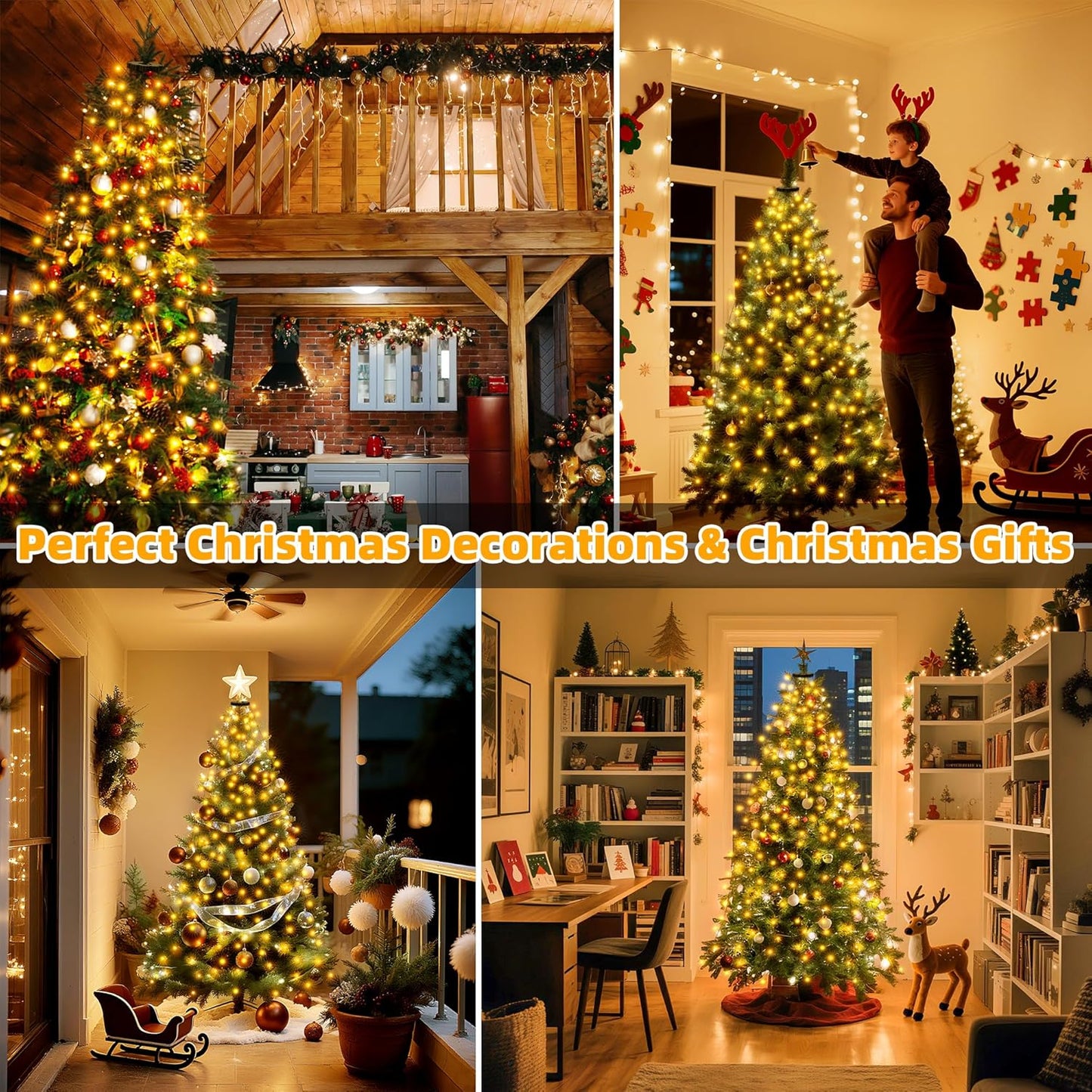 Lumastream 12-Strand Christmas Tree Lights with Remote – 8 Modes & 4 Brightness Levels for Bedroom and Living Room Ambiance