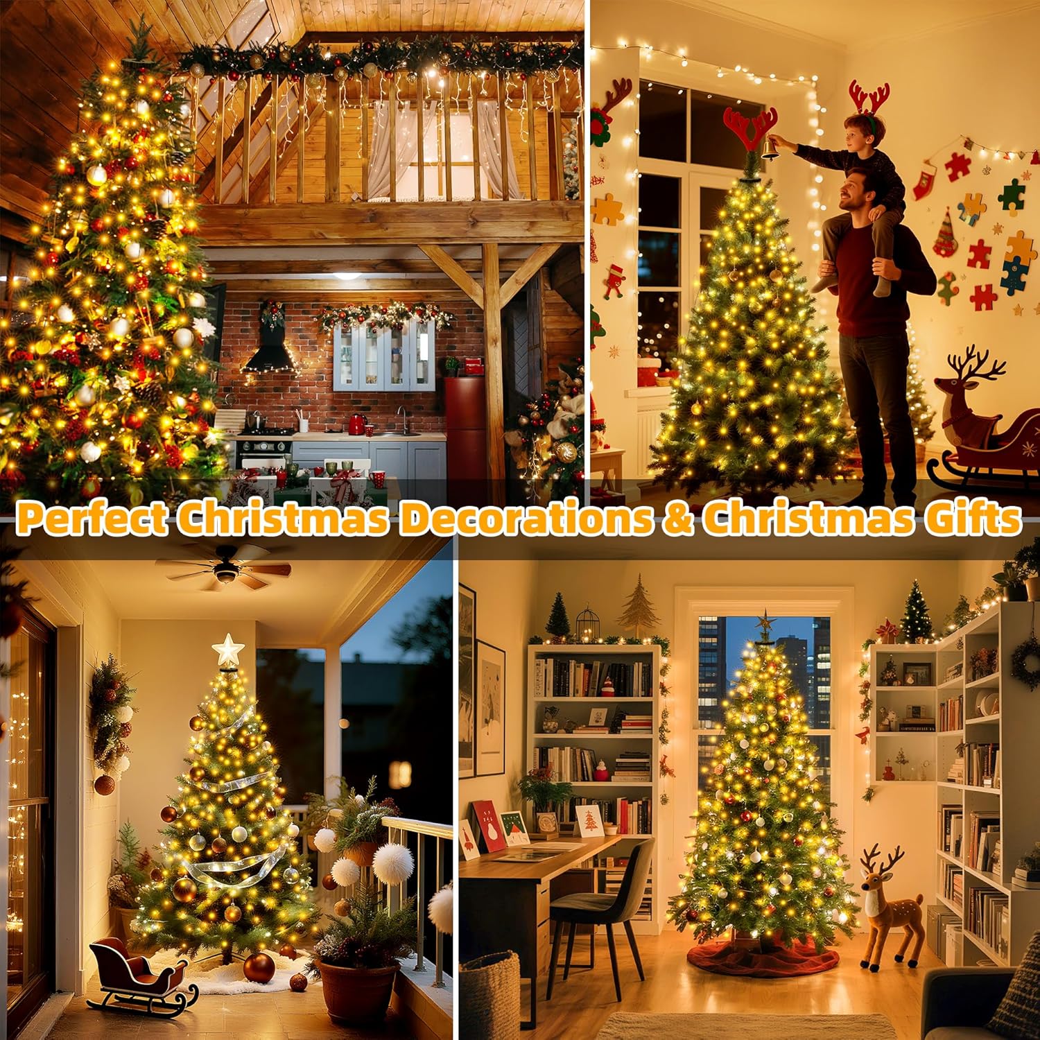 Lumastream 12-Strand Christmas Tree Lights with Remote – 8 Modes & 4 Brightness Levels for Bedroom and Living Room Ambiance