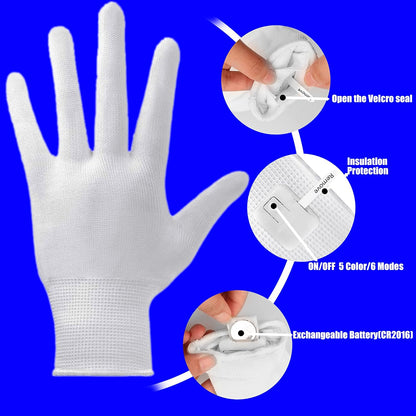 LumenGlow LED Gloves - Outdoor Festival and Camping Light Up Accessory with 5 Colors and 6 Modes for Teens and Adults