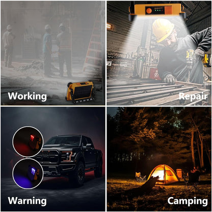 LUMENHUB Portable LED Work Light – Backyard & Campsite Floodlight, 144 LED Solar Powered