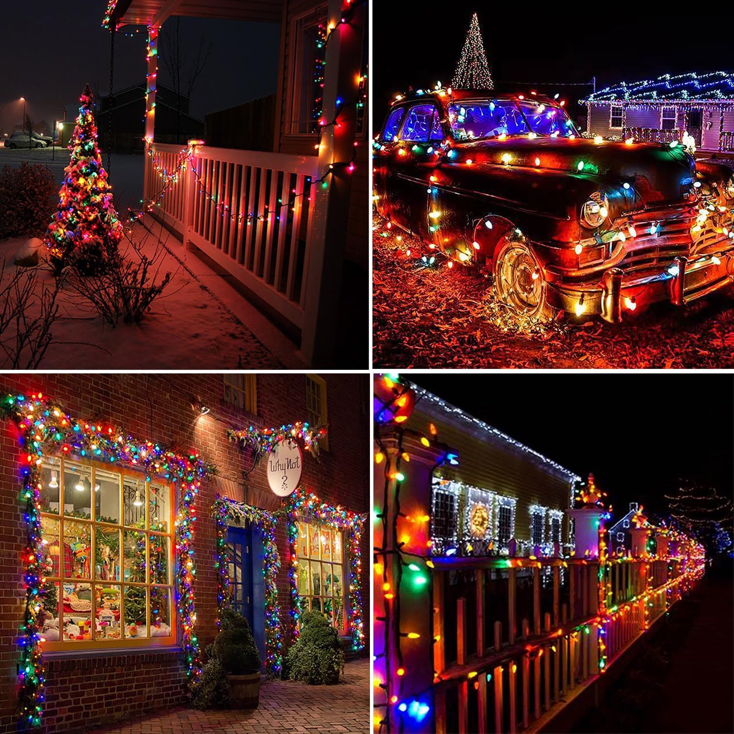 Lumify C6 Solar Christmas Lights Outdoor – 100 LED Multicolor Strawberry String Lights for Backyard Fence Lines and Front Yard Trees, 8 Modes