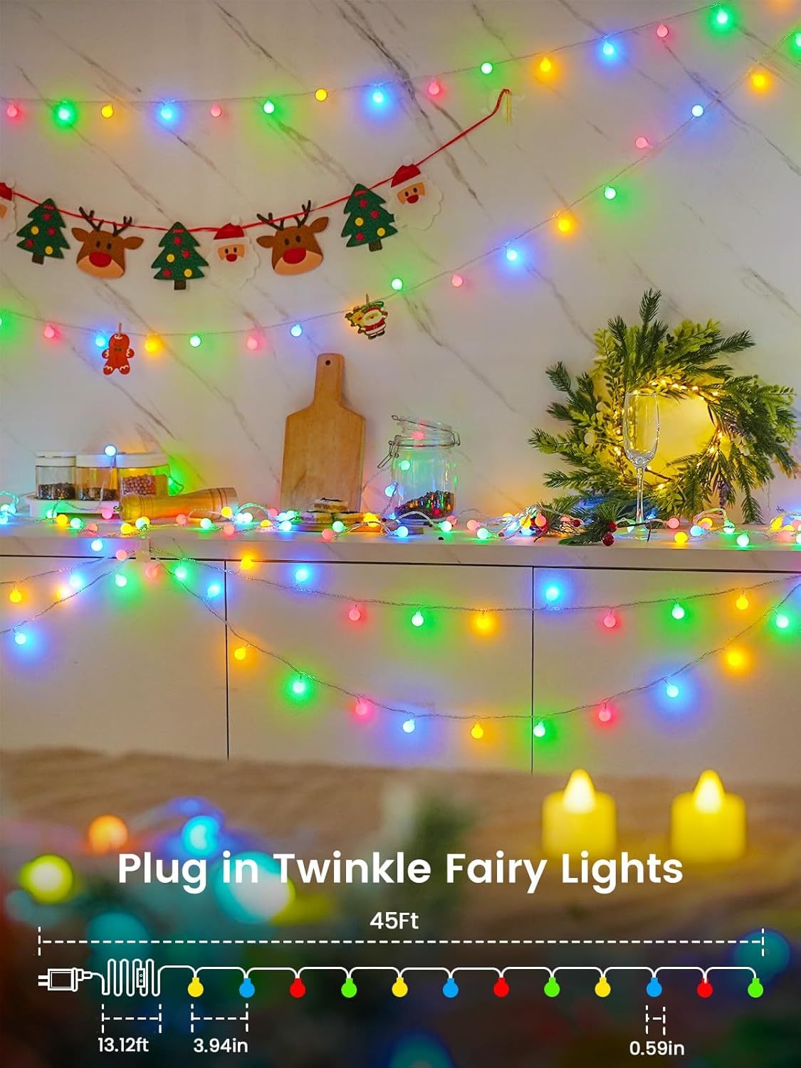 Lumify Home Color Changing Fairy Lights – 100 LED Globe String for Aesthetic Dorm Room and Apartment Ambiance with Music Sync