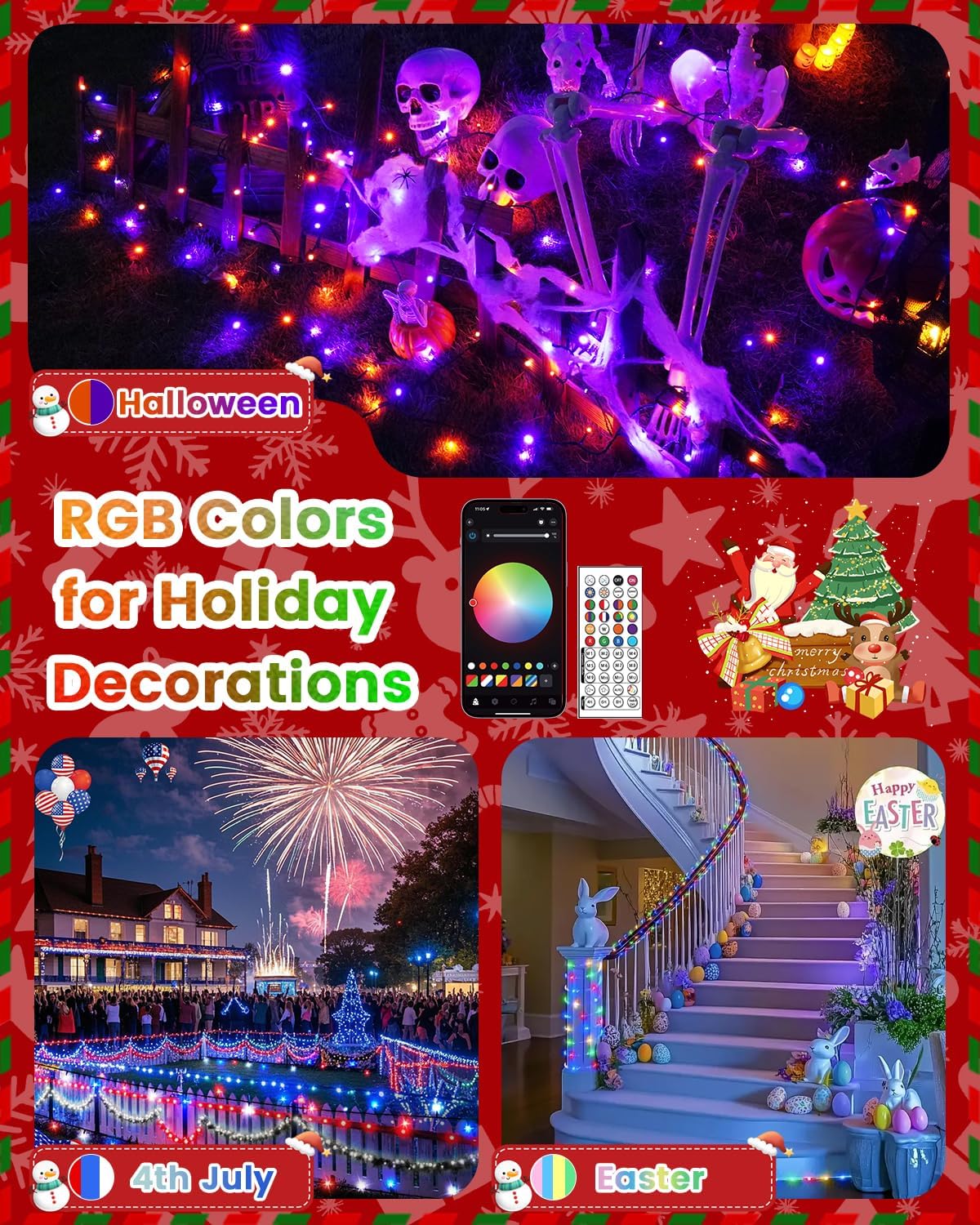 LumifyHome Waterproof String Lights – Patio Party Lighting, 82ft IP44 RGB Outdoor Twinkle Lights with App