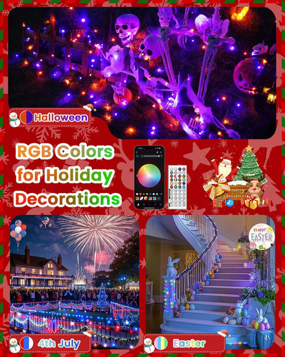 LumifyHome Waterproof String Lights – Patio Party Lighting, 82ft IP44 RGB Outdoor Twinkle Lights with App