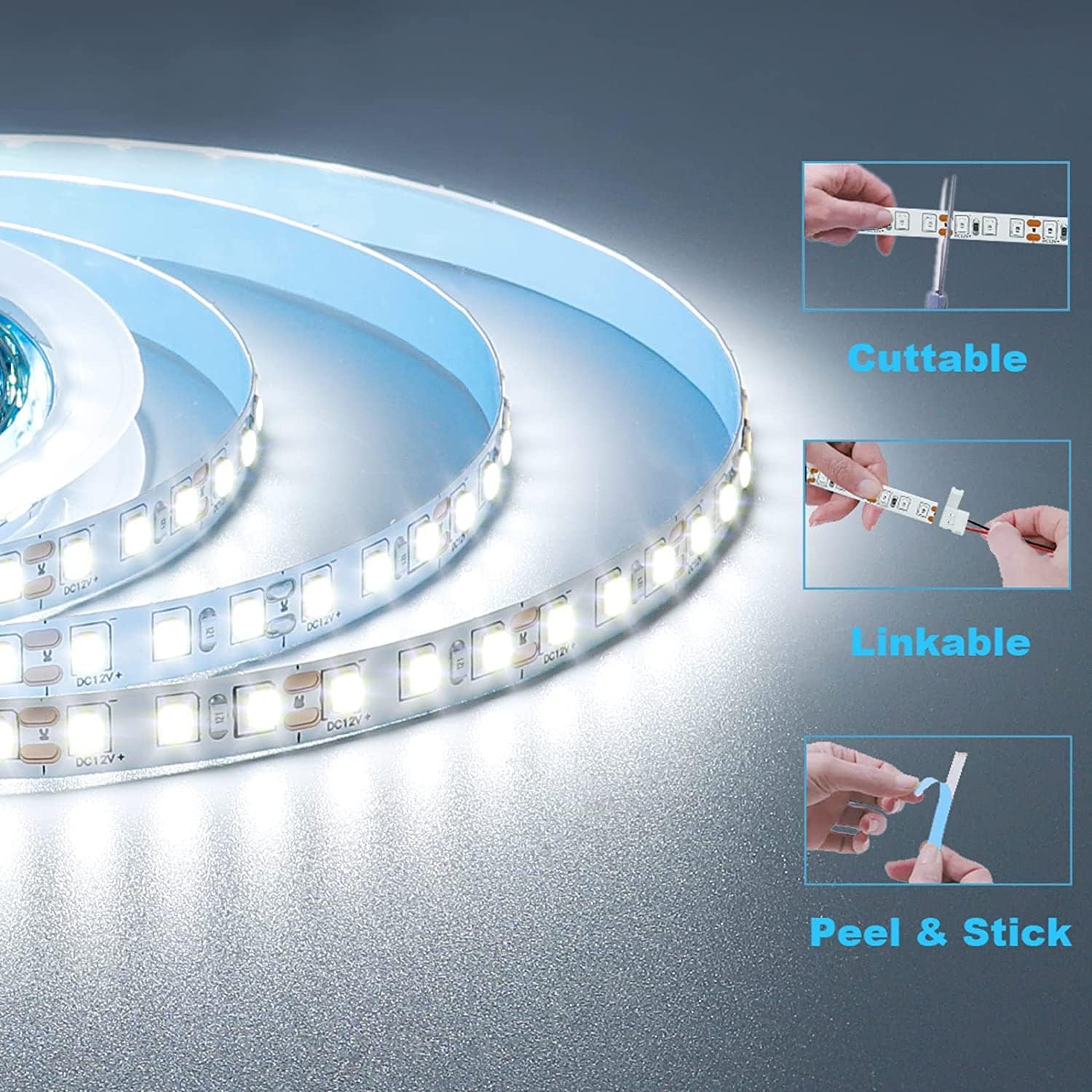 Lumiglow 600 LED Strip Light – Clean-Line Accent for Minimalist Bedroom, Slim 16.4ft Natural White Tape