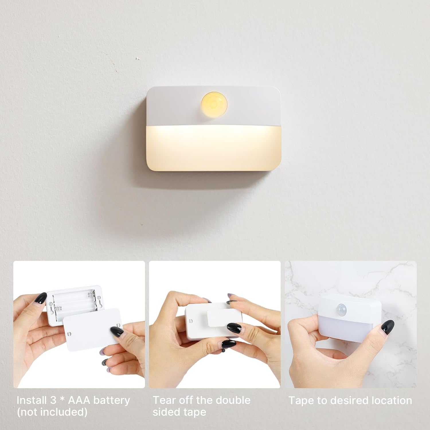 LumiGuard Step Light – Smoke-Free Battery Nightlight for Hallways and Stairs, Motion Activated Indoor Safety