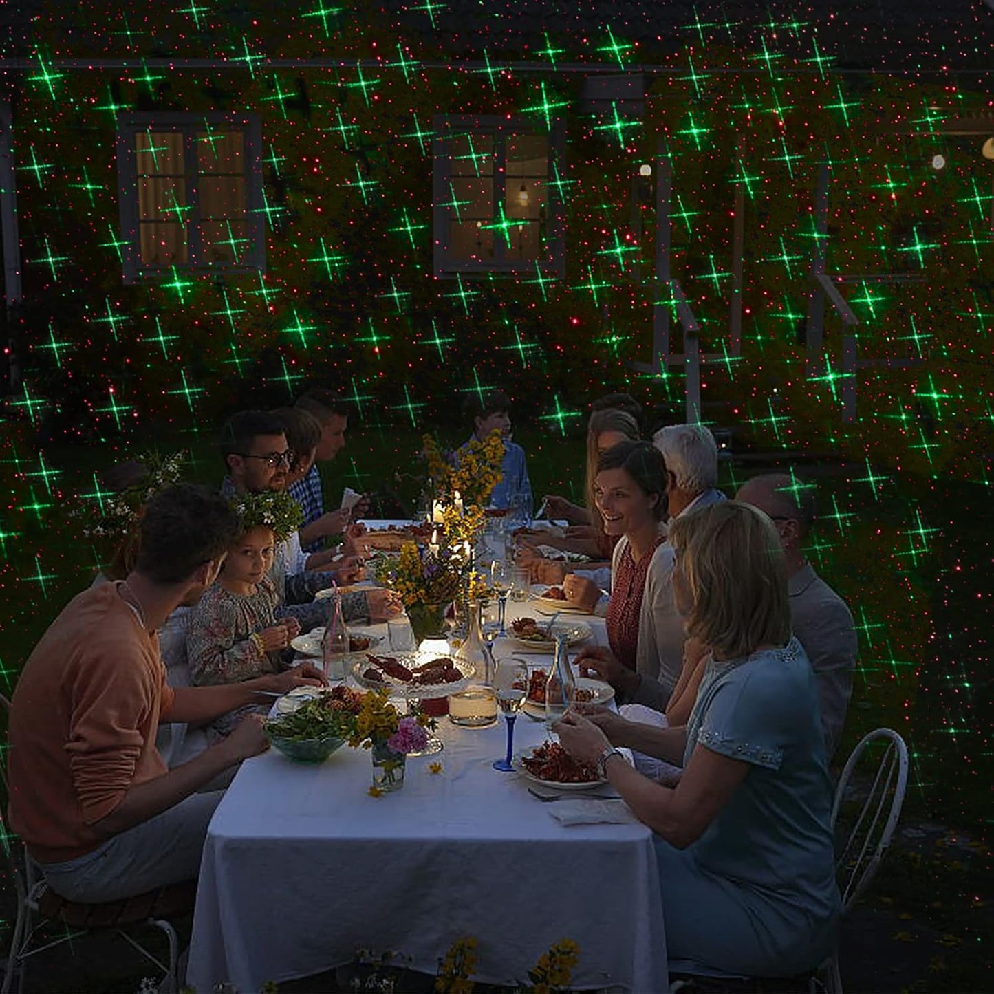 Lumilux Glow Star Projector – Clean One Piece Holiday Decor, One Device Replaces String Lights Clips and Extension Cords