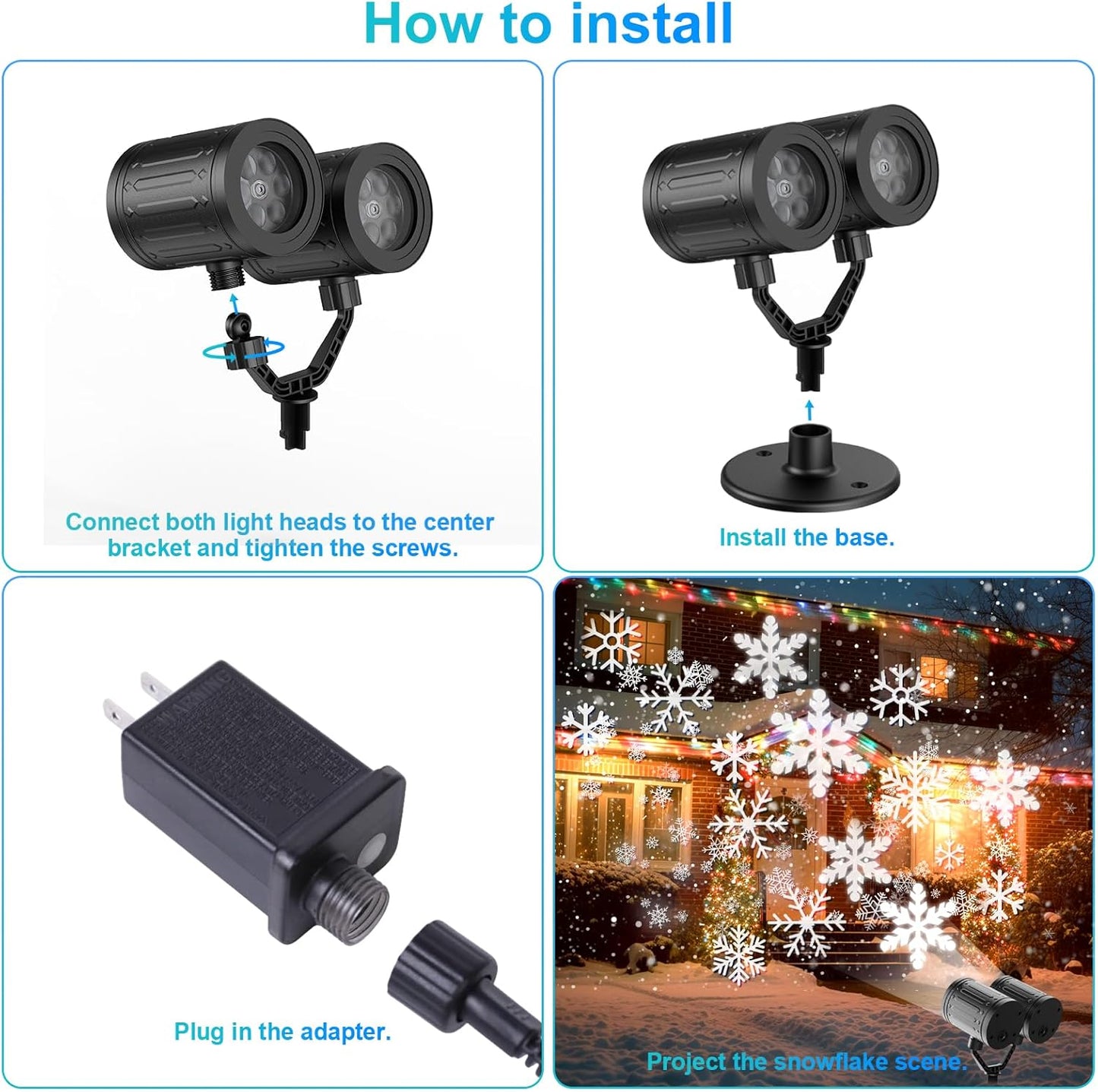 LuminaGlow Outdoor Snowflake Projector – Weatherproof Yard & Garden Accent Light with Auto Timer for Lawns, Patios, and Backyard Gatherings