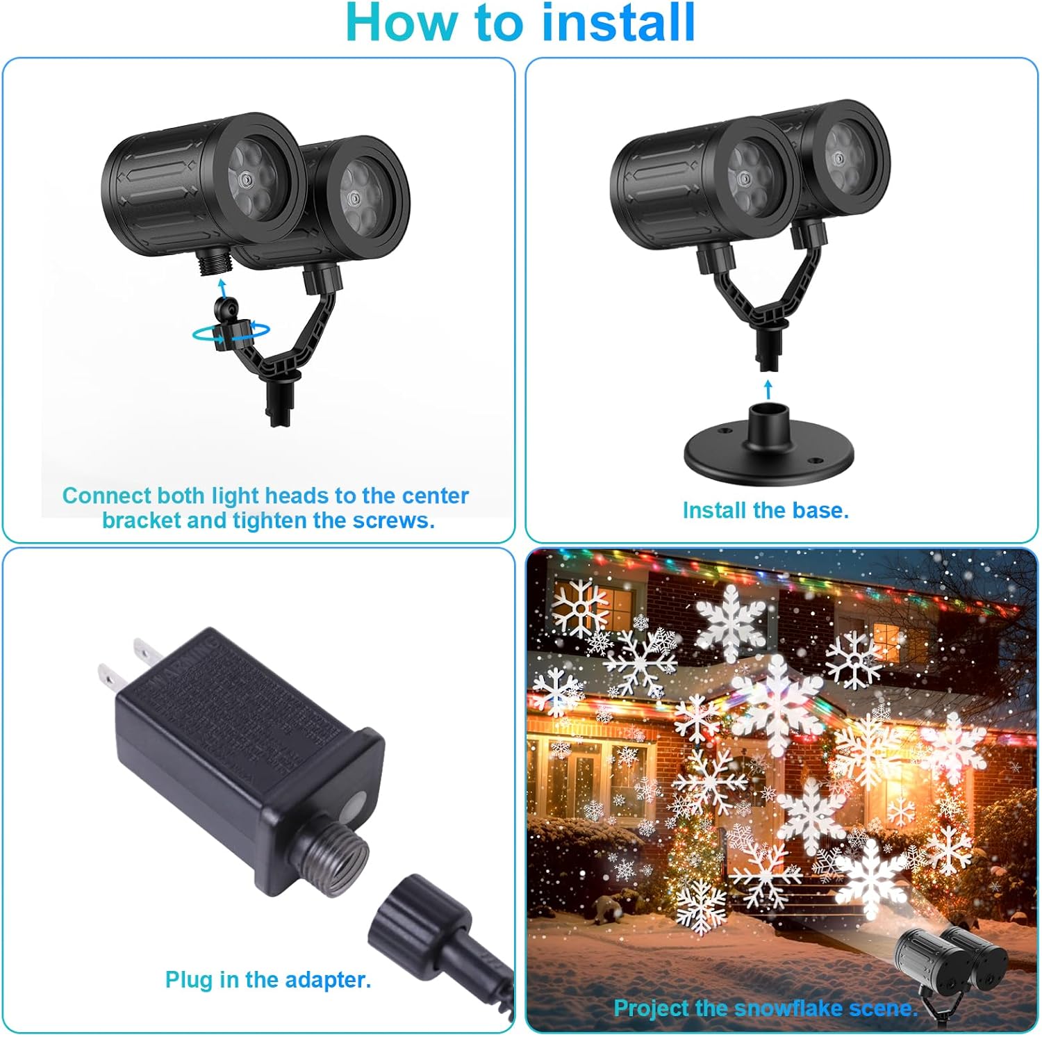 LuminaGlow Outdoor Snowflake Projector – Weatherproof Yard & Garden Accent Light with Auto Timer for Lawns, Patios, and Backyard Gatherings