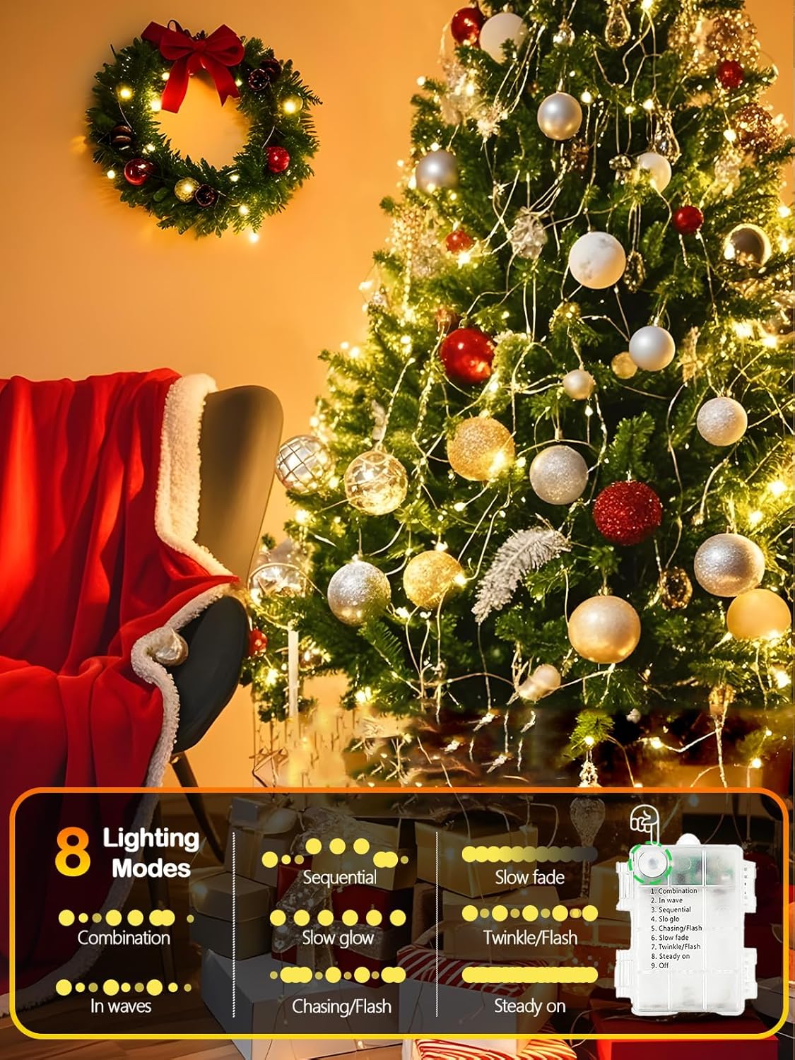 Luminara Glow 4-Pack 100 LED Fairy Lights, Minimalist Warm White String Lights for Clean Scandinavian Bedroom & Clutter-Free Living Space
