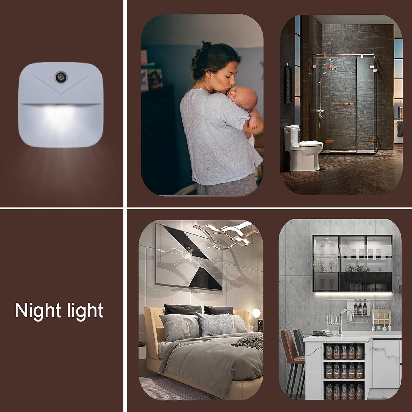 LuminAura 6-Pack Night Light, Thoughtful Housewarming Gift for New Homeowners with Auto Dusk to Dawn LED