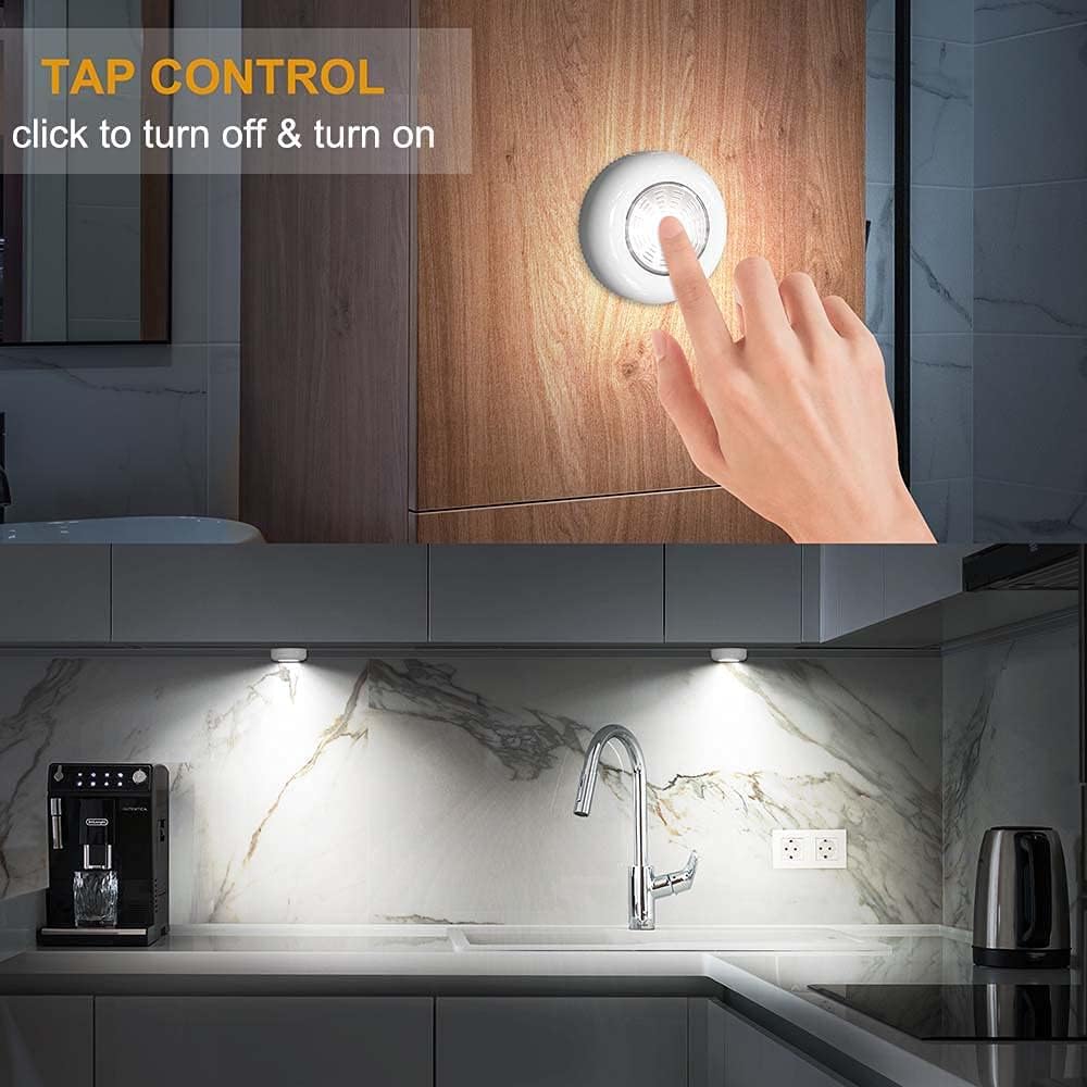 LuminAura LED Puck Lights – Clutter-Free Under-Cabinet Task Light, No-Wiring Minimalist Upgrade