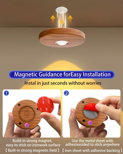 LuminAura Puck Lights – Flameless Night Light for Kids Rooms and Hallways, Auto Off Timer