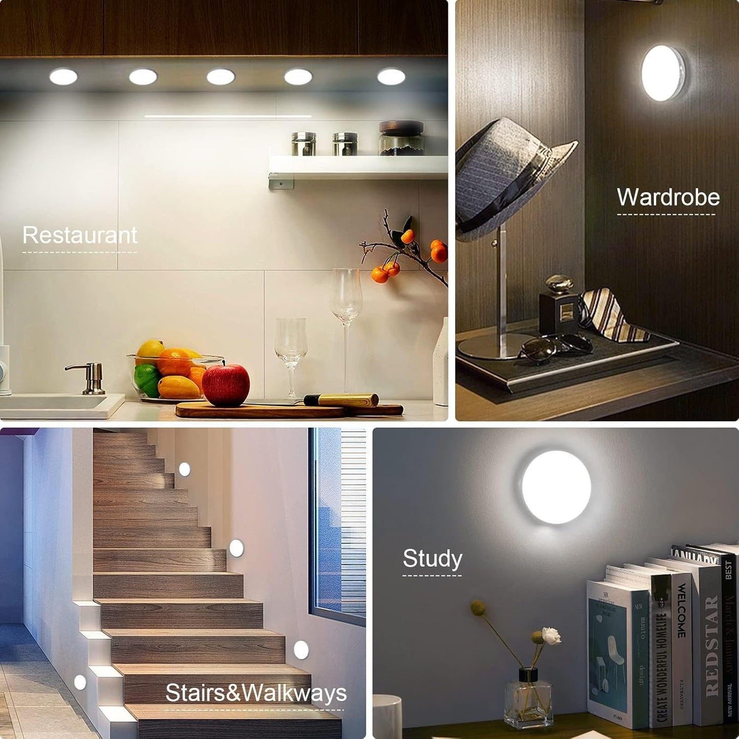 LuminBeam Warm White Motion Light – Cozy Ambient Lighting for Living Room and Bedroom, Rechargeable
