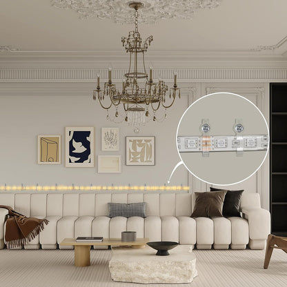 LuminEdge Strip Light Fixing Clips – Living Room Cove and Shelf LED Mounting Hardware, 100 Clear Brackets