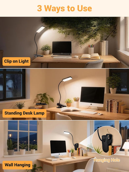 LuminGlow Pro Clip Lamp – Minimalist Reading Light for Intentional Living Spaces, Cordless Clean Design
