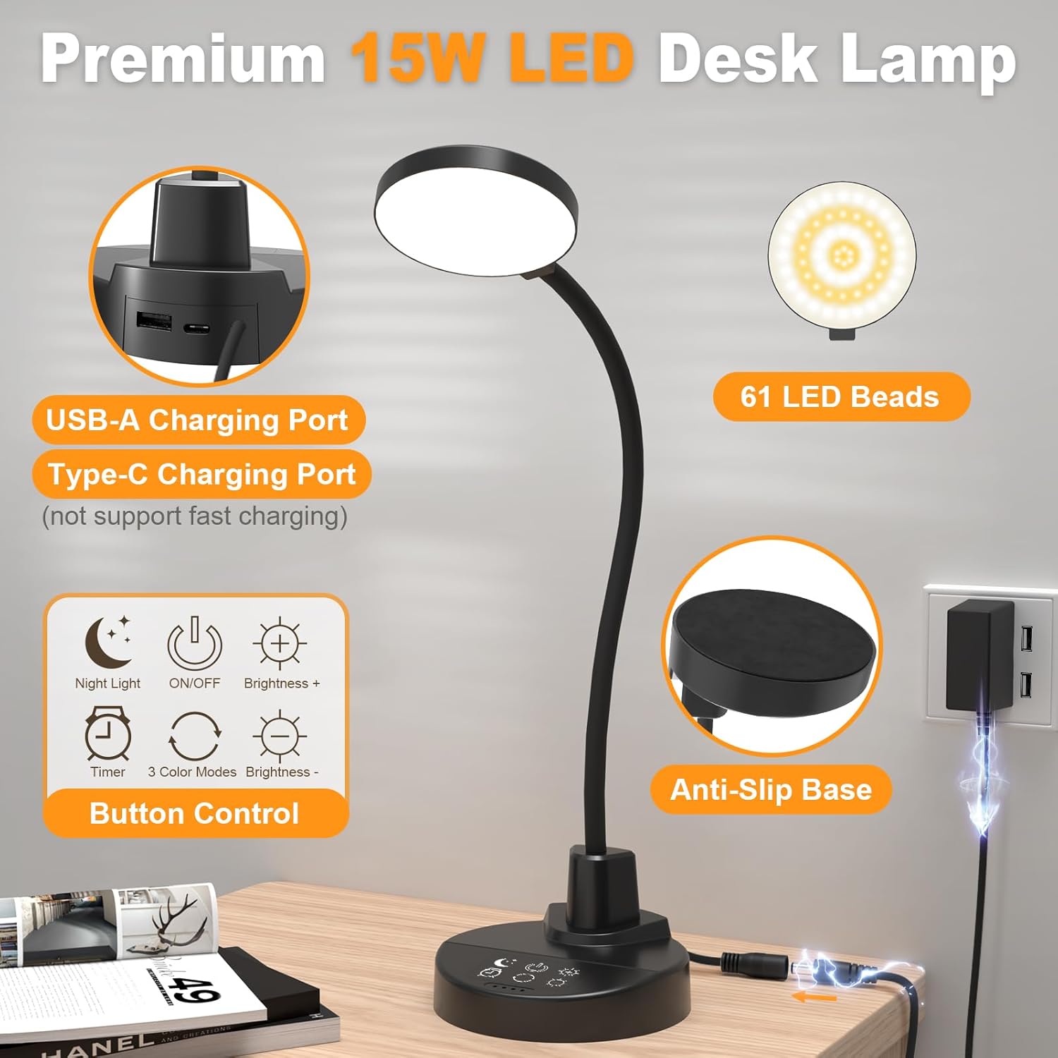 LUMINOAK CozyBeam Desk Lamp – Housewarming Gift Idea with Eye-Caring Light, Timer, and Sleek Matte Finish