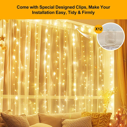 Luminos Glow Fairy Curtain Lights – Cozy Bedroom Window Decor with Warm White Glow