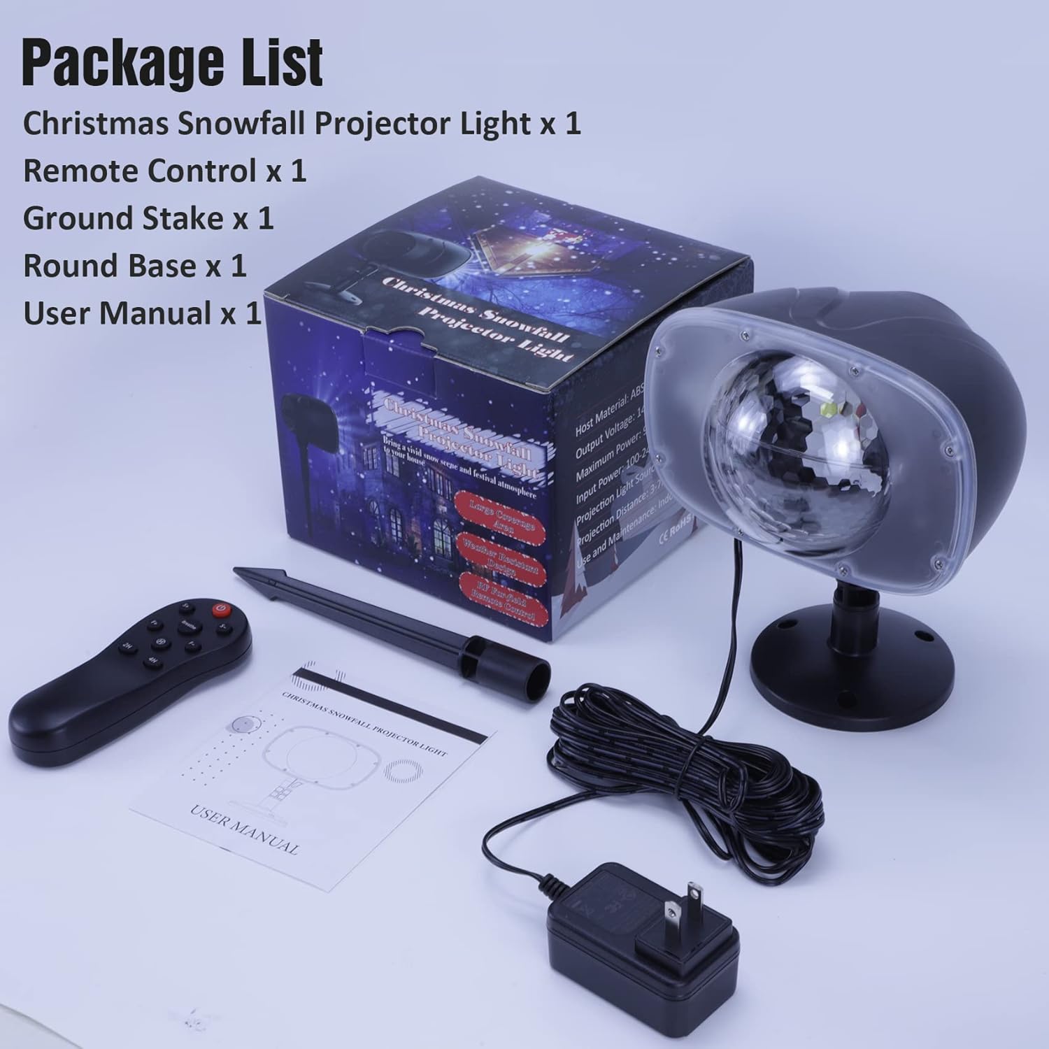 LuminScape Snow Falling Light – IP65 Waterproof Projector for Backyard, Driveway, and House Facade