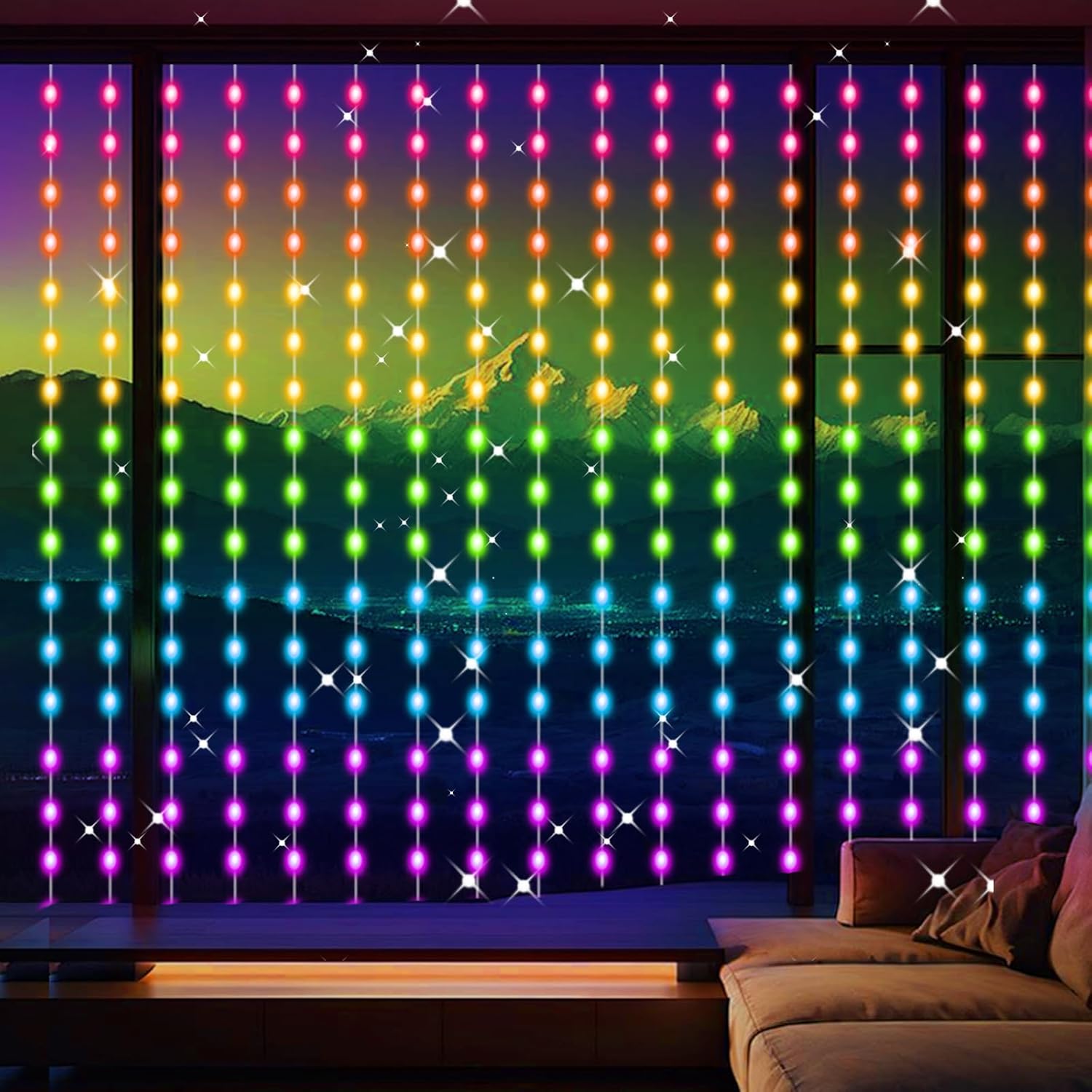 LuminVue Smart Curtain Lights – Thoughtful Birthday Gift for Her, App Controlled RGB Bedroom Decor 8x6ft