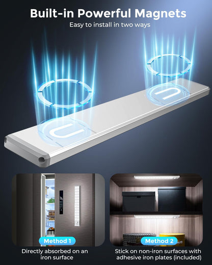 LUMIORA Under Cabinet Task Light – 180 Lumen Motion Sensor LED for Home Office and Garage Workbench, Rechargeable 2 Pack