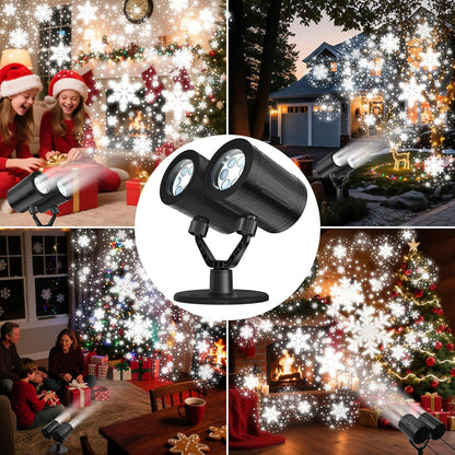Lumora Glow Dual-Head Snowfall Lamp – Holiday Gift for Mom Who Loves Easy Festive Decorating